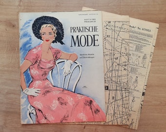 4/1953 Praktische Mode, Vintage Fashion Magazine 1950s, Vintage Sewing Patterns, 1950s German Old Fashion Magazine