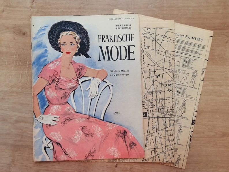 4/1953 Praktische Mode, Vintage Fashion Magazine 1950s, Vintage Sewing Patterns, 1950s German Old Fashion Magazine Bild 1