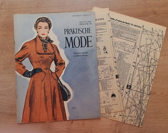 10/1953 Praktische Mode, Vintage Fashion Magazine 1950s, Vintage Sewing Patterns, 1950s German Old Fashion Magazine