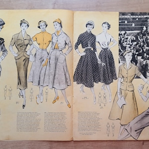 7/1953 Praktische Mode, Vintage Fashion Magazine 1950s, Vintage Sewing Patterns, 1950s German Old Fashion Magazine image 4