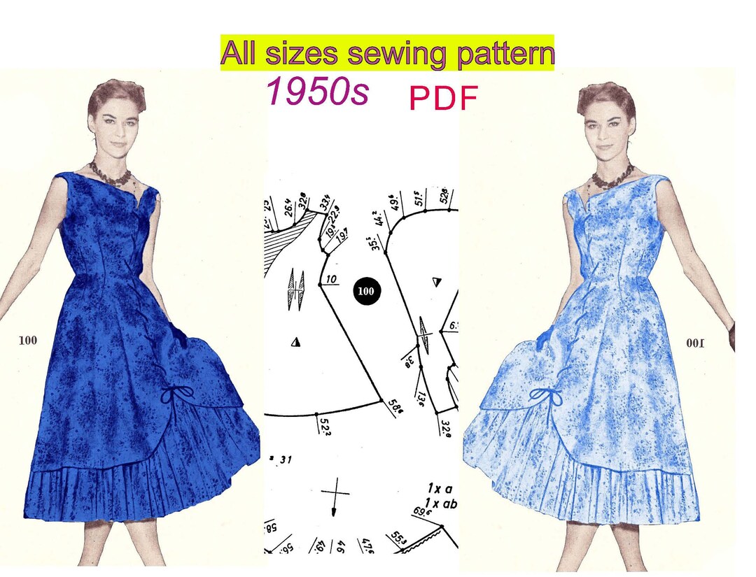 All Size Pattern 1950s Dress Sewing Pattern: All Sizes, Pattern Drafting (PDF) - Etsy
