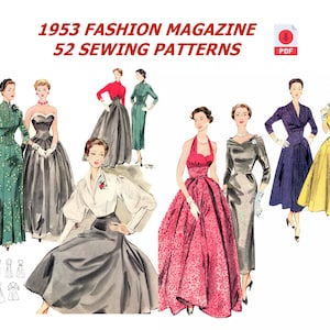 1950s  Sewing Patterns: Vintage Fashion Magazine- Restored Digital Edition with Sewing Patterns (A1 + A4/Letter PDF Download)