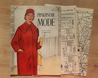 10/1956 Praktische Mode, Vintage Fashion Magazine 1950s, Vintage Sewing Patterns, 1950s German Old Fashion Magazine