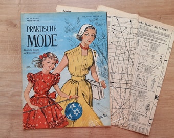 6/1953 Praktische Mode, Vintage Fashion Magazine 1950s, Vintage Sewing Patterns, 1950s German Old Fashion Magazine
