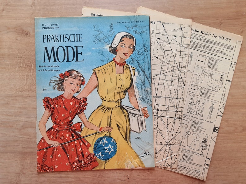 6/1953 Praktische Mode, Vintage Fashion Magazine 1950s, Vintage Sewing Patterns, 1950s German Old Fashion Magazine Bild 1