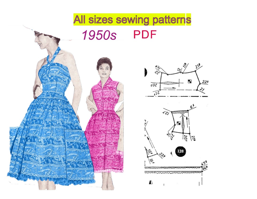 All Size Pattern 1950s Dresses Sewing Patterns All Sizes - Pattern Drafting System (PDF ...
