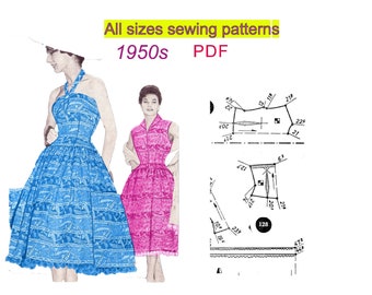 1950s Dresses Sewing Patterns All Sizes - Pattern Drafting System (PDF)