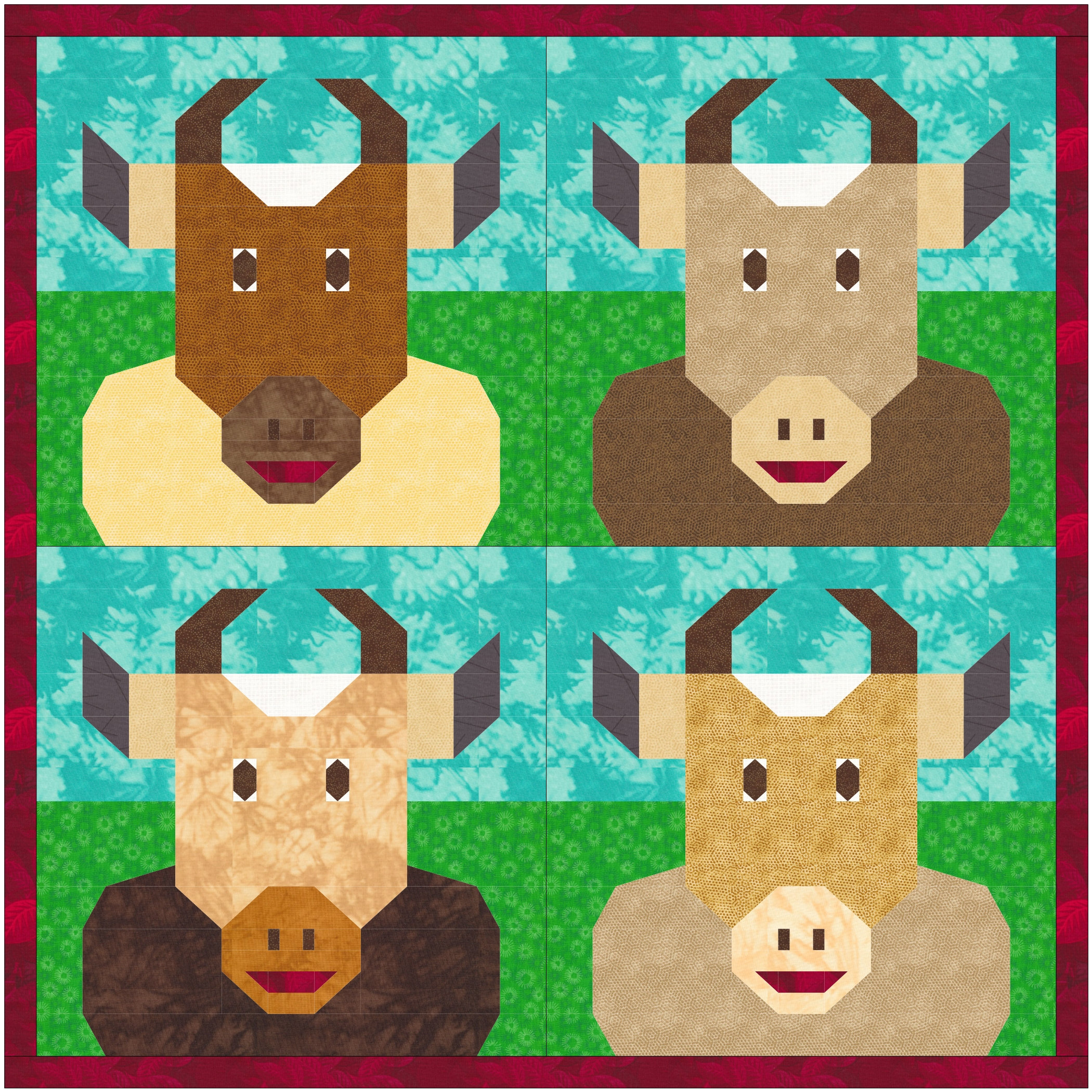 Cows Qult Block Pattern, Farm Quilt Pattern PDF, Paper Piecing Quilt ...