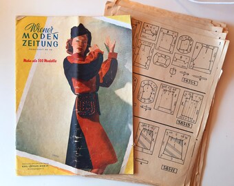 1940s Wiener Moden Zeitung, Ergon Patterns System, Vintage Sewing Patterns, 1940s Sewing Magazine, Vintage Fashion Magazine