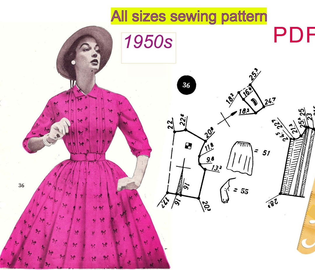 All Size Pattern All Sizes Sewing Pattern From 1950s, Pattern System, Vintage Sewing ...