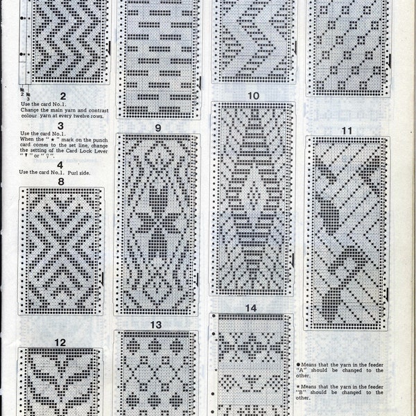 152 Punch Card Patterns,  Stitch Patterns Book, Knitting Machine Patterns, Fair Isle Pattern, ebook PDF Download, 61 pages