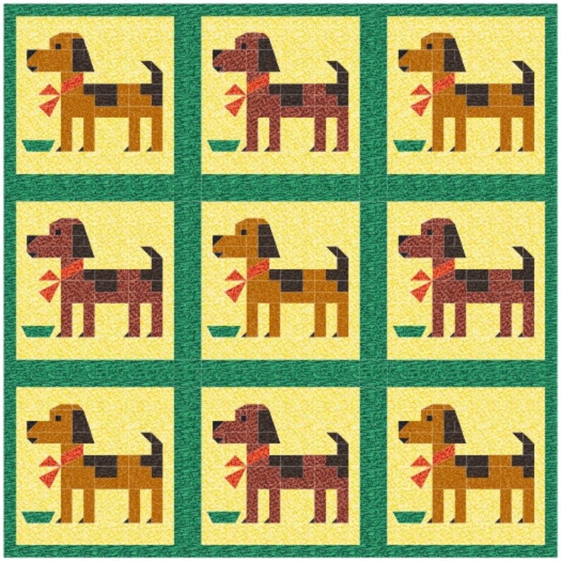 Dog Quilt Pattern Pdf, Digital Quilt Block Pattern, Quilt Patterns