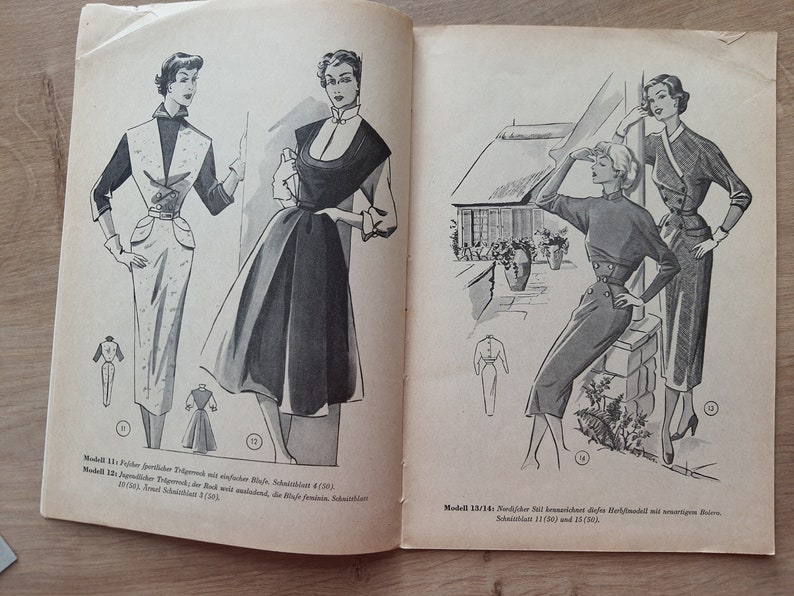 Lutterloh Supplement 50/1953, The Golden Rule Lutterloh System, Lutterloh Patterns, Vintage Fashion Magazine, Book of Draftings afbeelding 3