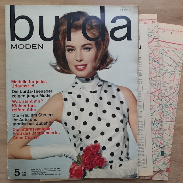 5/1963 Burda Moden , Burda 1960s, Vintage Sewing Patterns, Vintage Burda Fashion, 1960s Sewing Magazine, Fashion Magazine