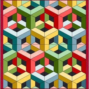 3d Quilt Pattern, Geometric Quilt Block Pattern, Interwoven Quilt Pattern, Quilt Block Patterns PDF