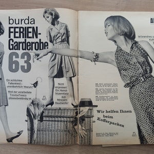 5/1963 Burda Moden , Burda 1960s, Vintage Sewing Patterns, Vintage Burda Fashion, 1960s Sewing Magazine, Fashion Magazine image 3