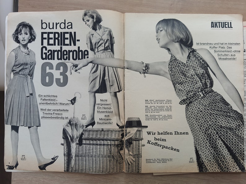 5/1963 Burda Moden , Burda 1960s, Vintage Sewing Patterns, Vintage Burda Fashion, 1960s Sewing Magazine, Fashion Magazine image 3