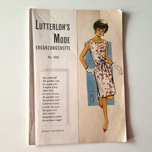 Lutterloh Supplement 105/1960's, Golden Rule Lutterloh System, Lutterloh Patterns, Vintage Fashion Magazine, Book of Drafting