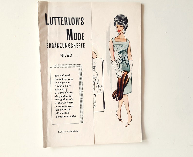 Lutterloh Supplement 90/1963, The Golden Rule Lutterloh System, Lutterloh Patterns, Vintage Fashion Magazine, Book of Draftings image 1