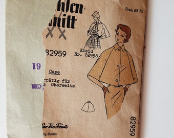 Patrón de costura para poncho de los años 50: estilo retro vintage
