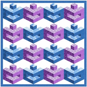 3D Quilt Block Pattern: Paper Pieced Design (PDF Pattern)