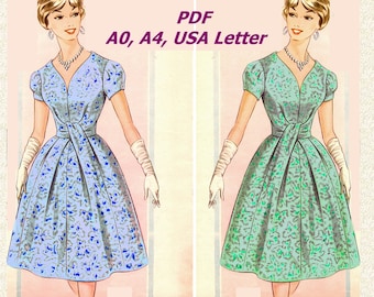 50er Jahre Cocktailkleid Schnittmuster (PDF Download)