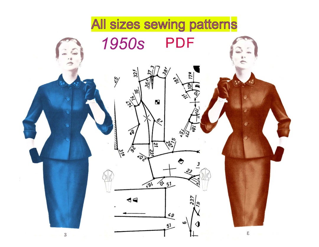 All Size Pattern All Sizes Sewing Pattern From 1950s, 1950s Dress Sewing Pattern ...