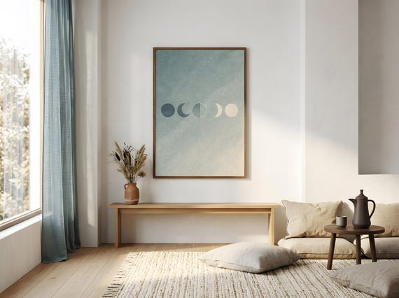 Muted Blue Moon Phase Print