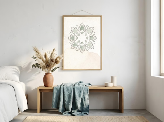 Green Khatam Star Geometric Print