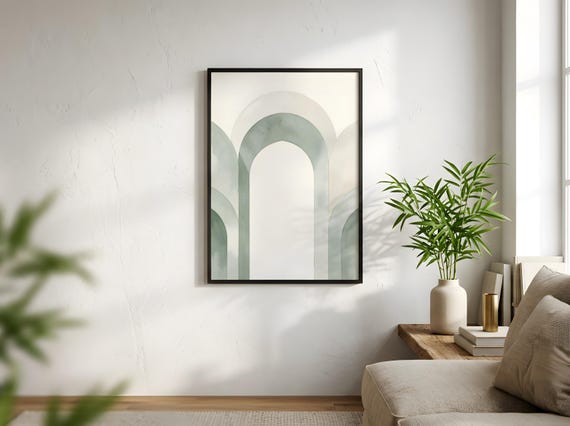 Linen Texture Geometric Print