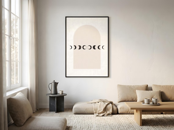 Ivory & Charcoal Moon Phases Arch Print