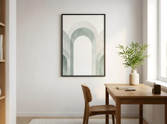 Sage Green Geometric Arch Print