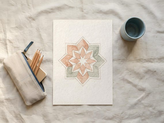 Charcoal Star Geometric Print