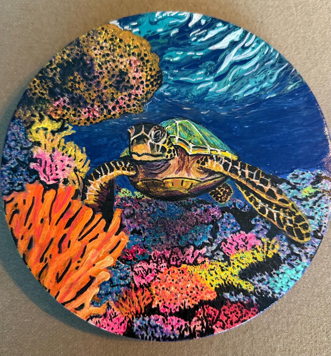 Abstract Sea Turtle Painting: Handmade Acrylic Wall Art - Etsy