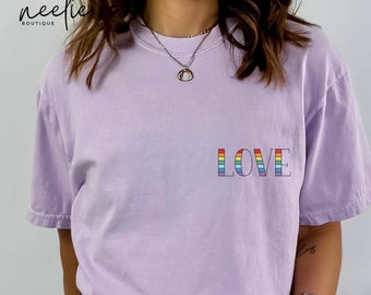 Subtle Pride Shirt, Comfort Colors Discreet Pride T-Shirt, Rainbow Love Pride Month Pocket-Design Tee, LGBT Proud Ally Tee Shirt