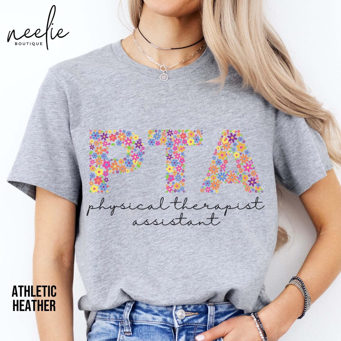 Pta Lettering PTA Shirt Floral Letters Physical Therapist Assistant Tee Shirt, PT ...
