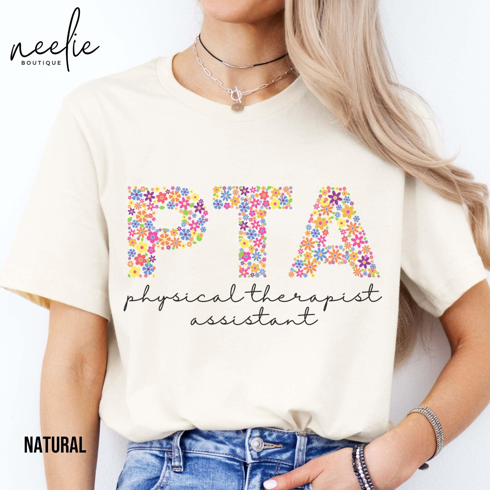 Pta Lettering PTA Shirt Floral Letters Physical Therapist Assistant Tee Shirt, PT ...