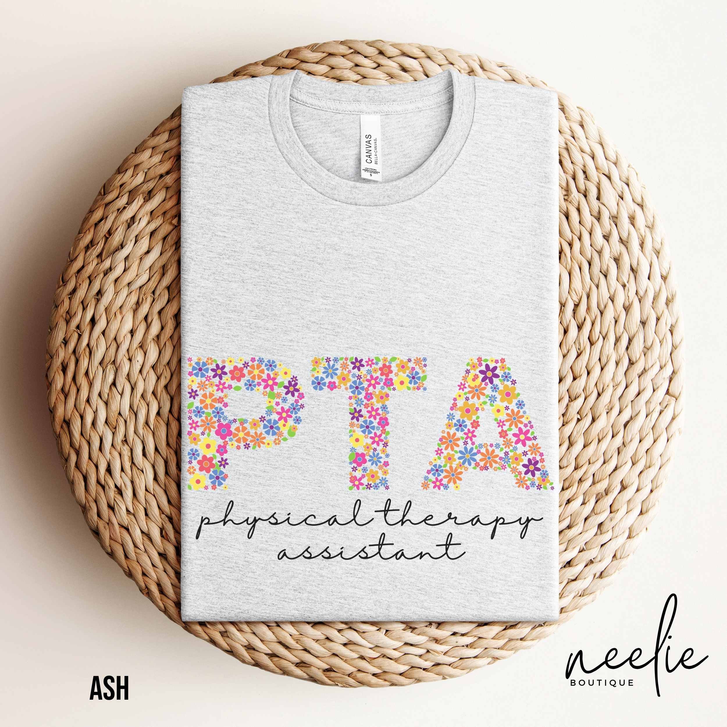 Pta Lettering PTA Shirt Floral Letters Physical Therapy Assistant Tee Shirt, PT ...