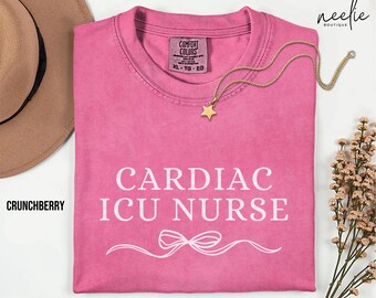 Cardiac ICU Nurse Coquette Bow Comfort Colors® T-Shirt, CVICU Cardiovascular Intensive Care Unit Nurse Tee Shirt, Gift for CICU Nurse