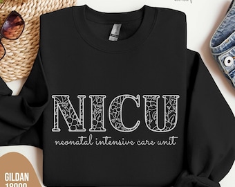 NICU Nurse Sweatshirt Neonatal Intensive Care Unit Floral Letters Sweater, Floral NICU Nurse Crewneck, Nurse Graduation Appreciation Gift
