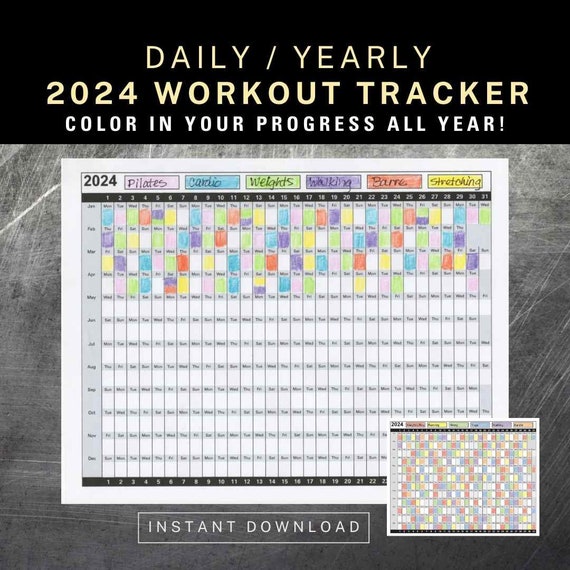 Fitness Tracker, 2024 Daily Workout Calendar, Coloring Exercise Log, Habit  Tracker, Color-in Yearly Fitness Calendar, Work Out Planner - Etsy