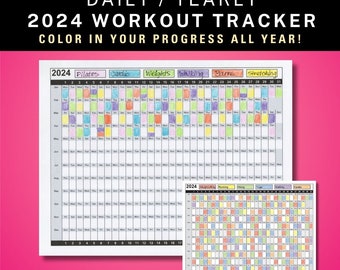 2024 Daily Yearly Workout Tracker Calendar, Coloring Exercise Log, Habit Tracker, Color-in Yearly Fitness Calendar, Work Out Fitness Planner - Etsy 2024-daily-yearly-workout-tracker-calendar-coloring-exercise-log-habit-tracker-color-in-yearly-fitness-calendar-work-out-fitness-planner-etsy
