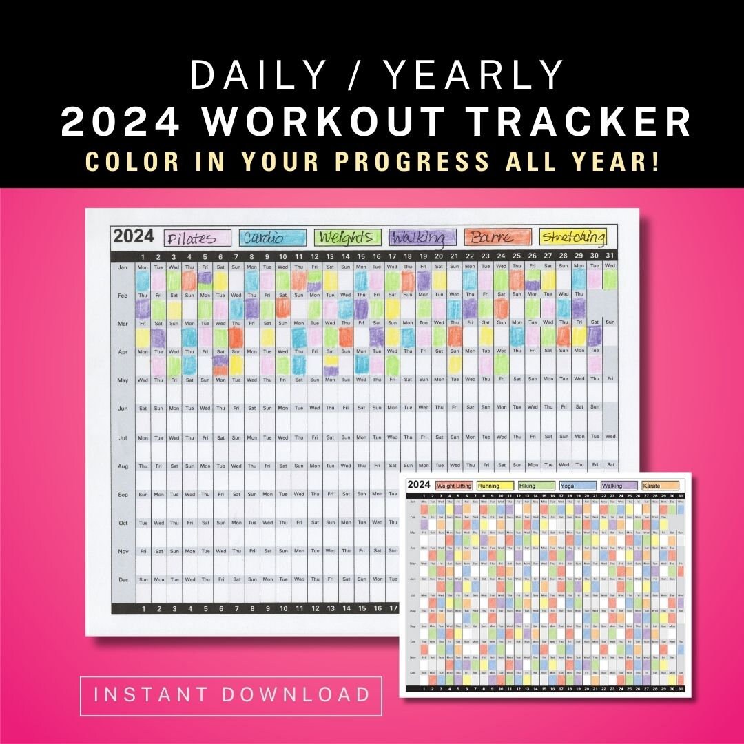 2024 Daily Yearly Workout Tracker Calendar, Coloring Exercise Log, Habit  Tracker, Color-in Yearly Fitness Calendar, Work Out Fitness Planner - Etsy