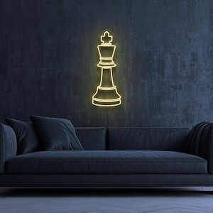 chess neon sign, chess king neon sign, king neon sign, chess neon light, chess wall art, chess decoration, neon sign, chess art, mancave