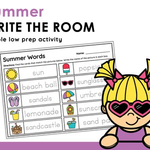 Summer Words Write the Room Vocabulary Flash Cards