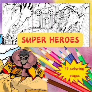 Superhero Coloring Book, Colouring Pages Superheroes, Spiderman Coloring Book, Birthday Gift Idea, Gift for Boys, Coloring Set Pages