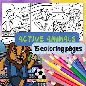 Active Animals Coloring Book: Sports & Kawaii Fun (Printable Download)