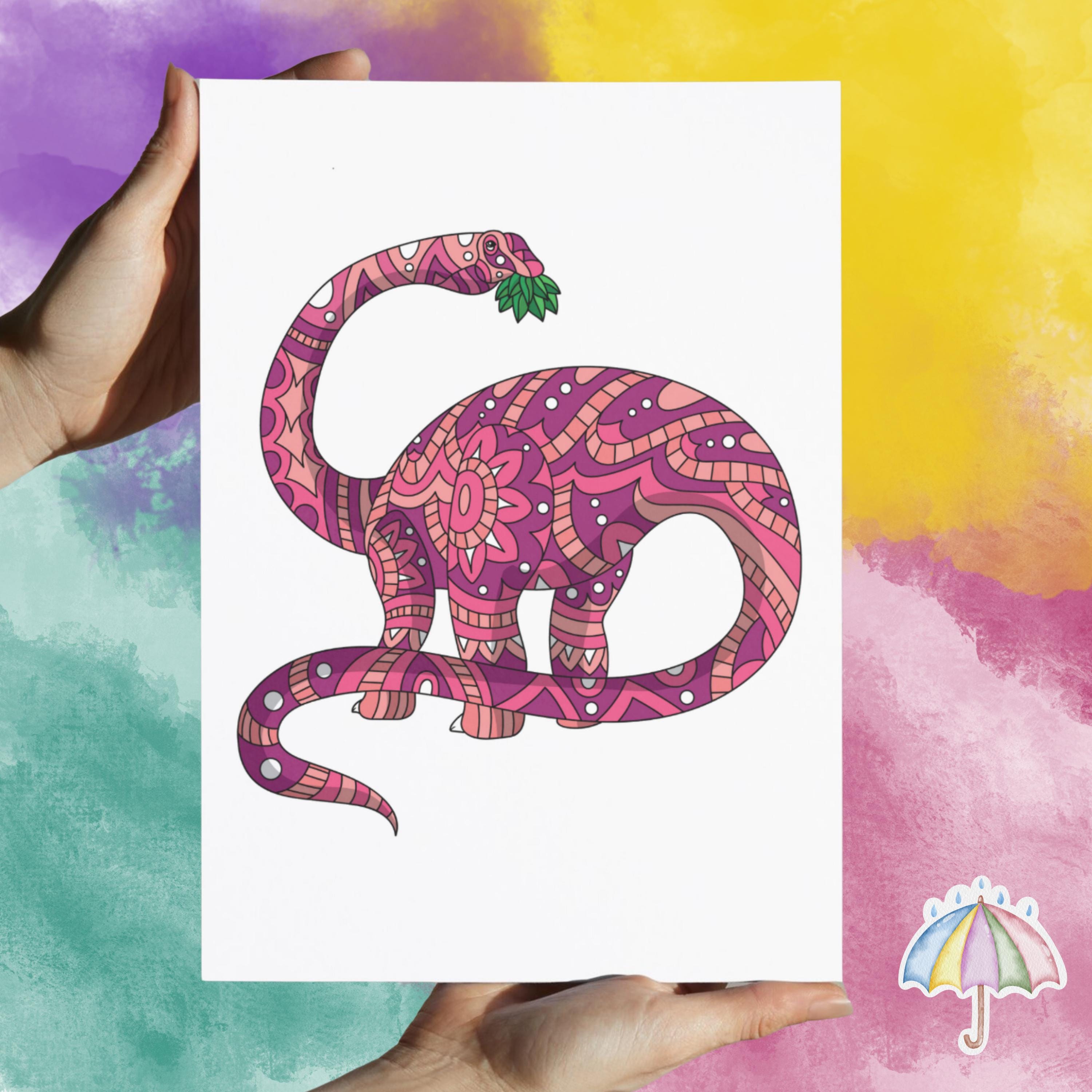  Foto zu Dinosaur Mandala Coloring Page, Dino Colouring Book, PDF Printable File 
