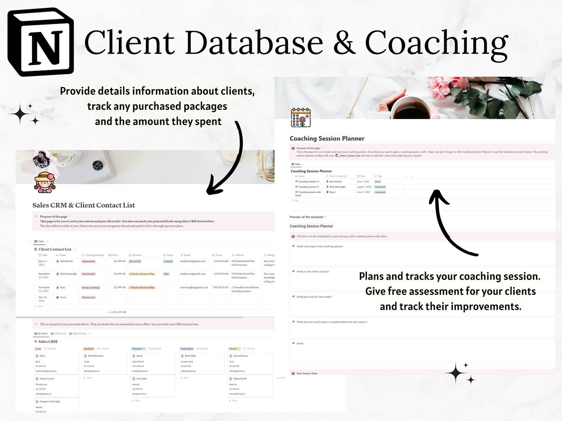 Notion Template Ultimate Coaching Dashboard Coaching Business Tool ...