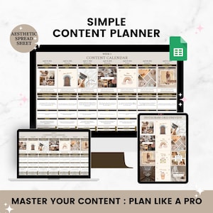 Social Media Content Calendar & Planner Template, Google Sheet Spreadsheet, Batch Content, Digital Planner, Marketing and Tiktok Planner